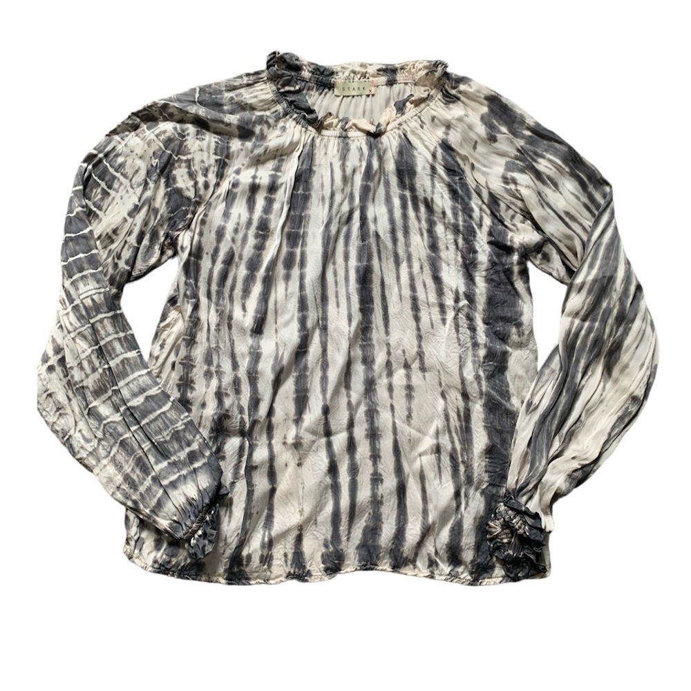 Stark X Silky White & Gray Tie Dye Blouse M